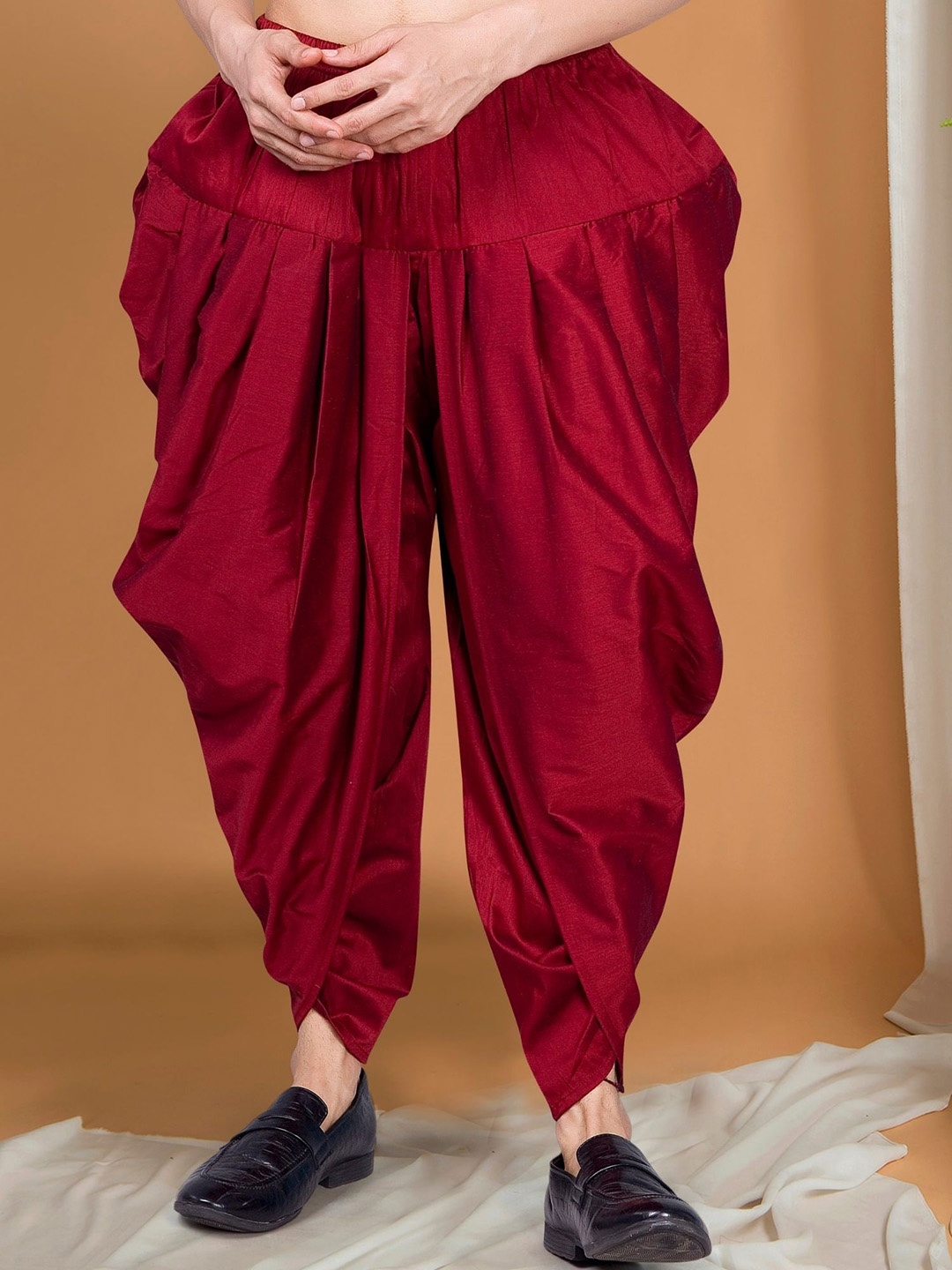 

SHIWAM ETHNIX Men Silk Dhoti Pants, Red