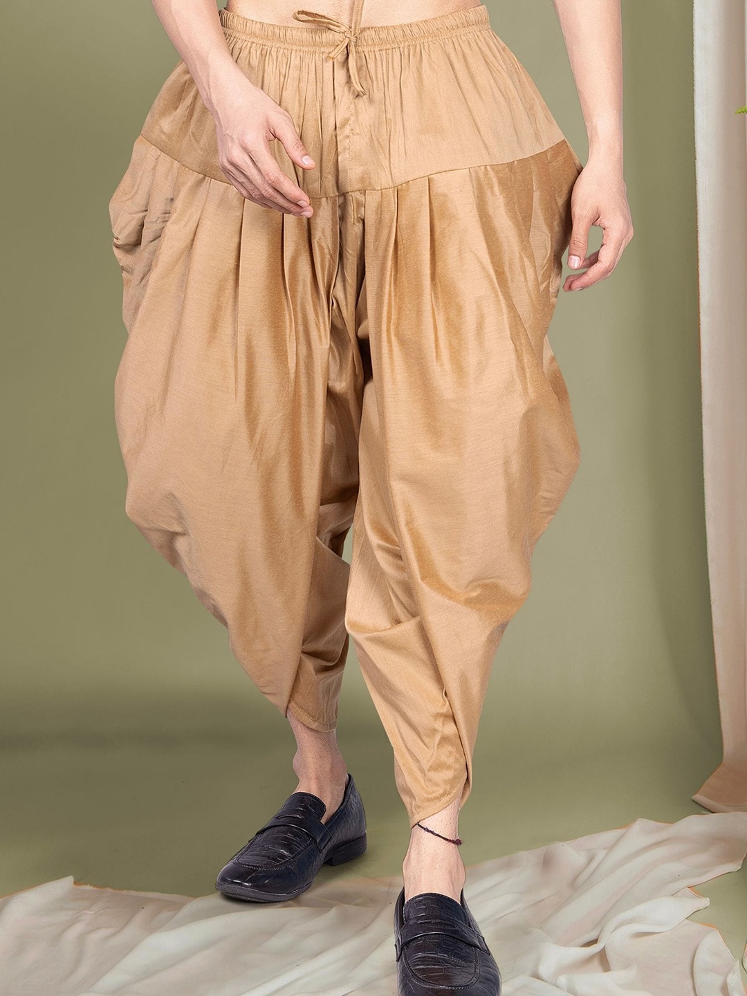 

SHIWAM ETHNIX Men Cotton Silk Dhotis Pants, Brown