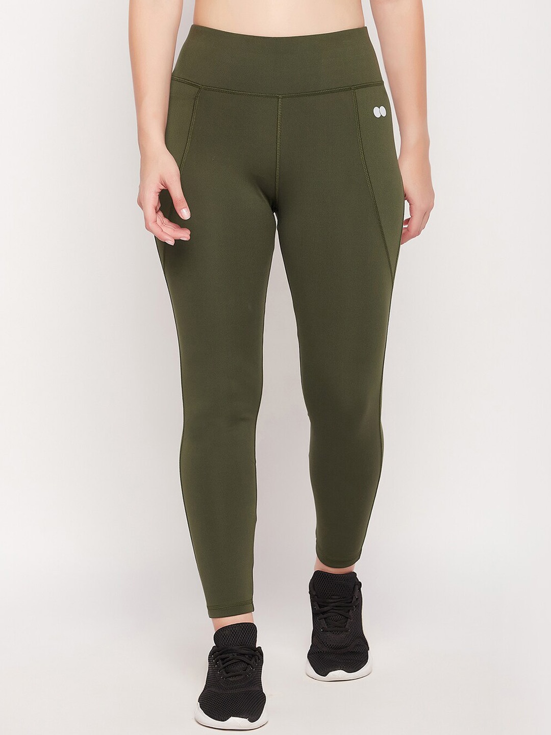 

Clovia Slim-Fit Ankle-Length Gym Tights, Green