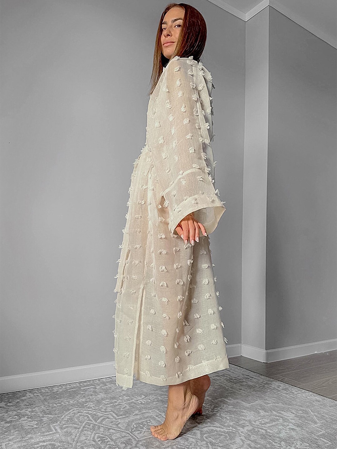 

LULU & SKY Self Design Maxi Lounge Robe, Beige