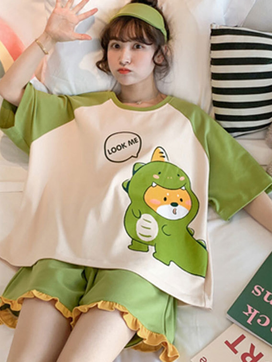 

LULU & SKY Graphic Printed T-Shirt & Short, Green