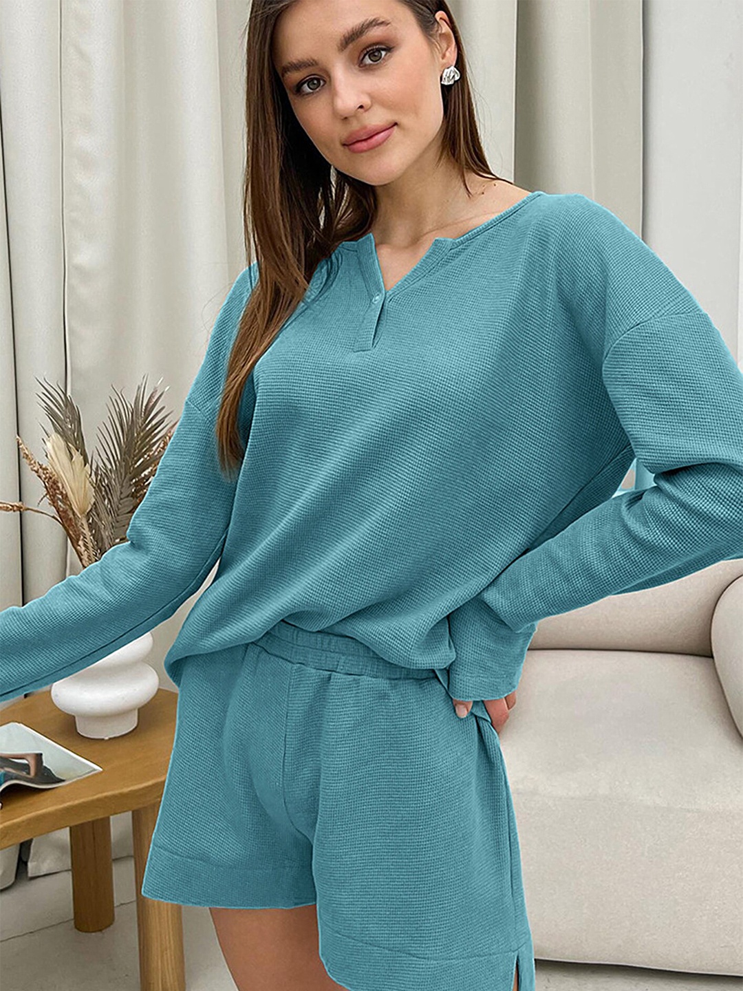 

LULU & SKY Knitted Top & Pyjama Night Suit, Blue