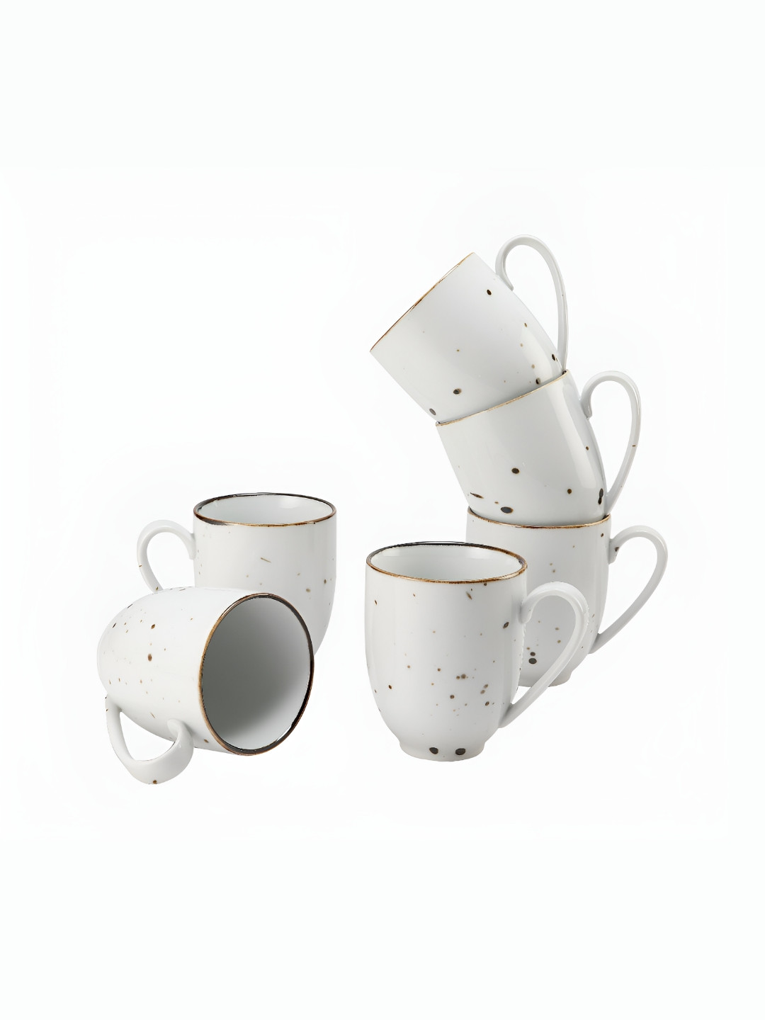 

Hitkari White & Gold-Toned 6 Pcs Textured Porcelain Matte Cups