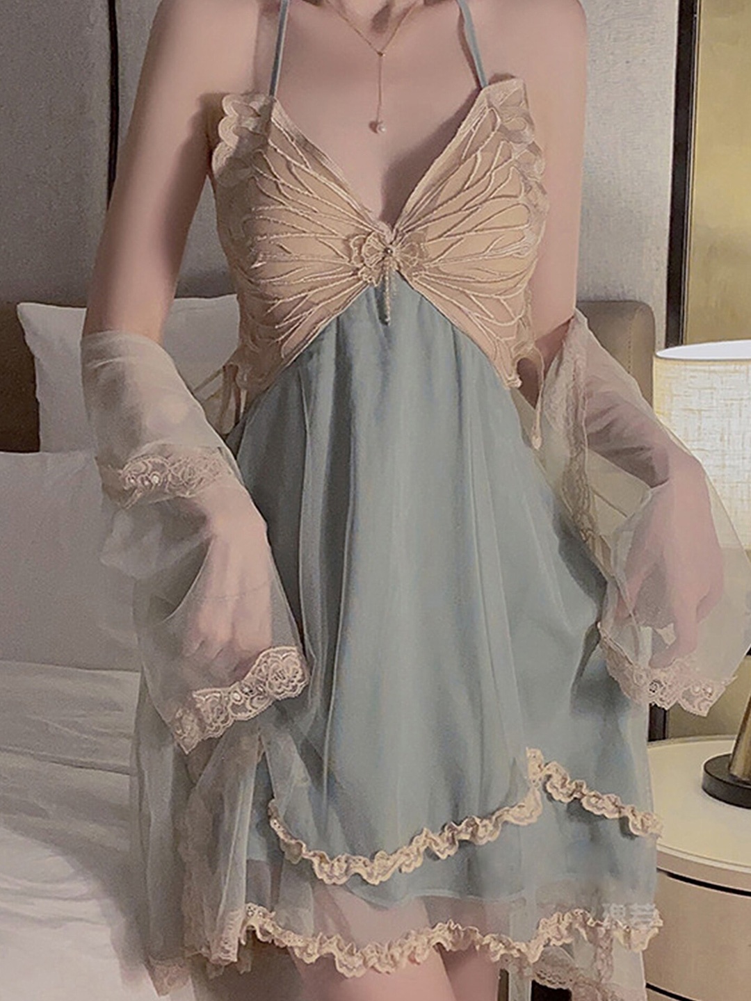 

LULU & SKY Halter Neck Nightdress, Green