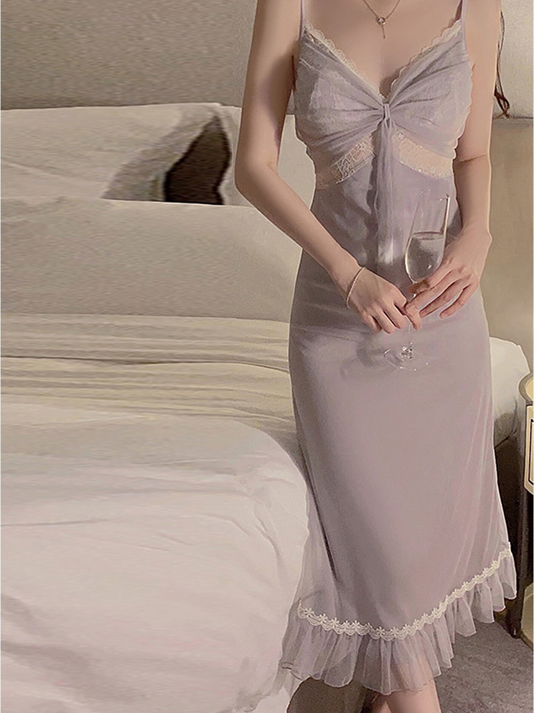 

LULU & SKY Shoulder Straps Nightdress, Purple