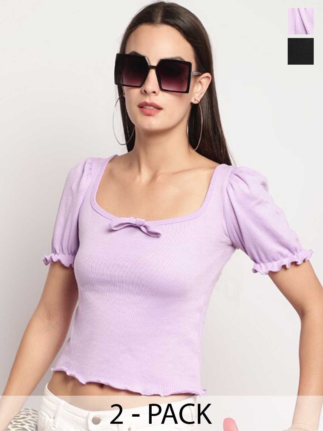 

Miaz Lifestyle Pack of 2 Cotton Top, Lavender