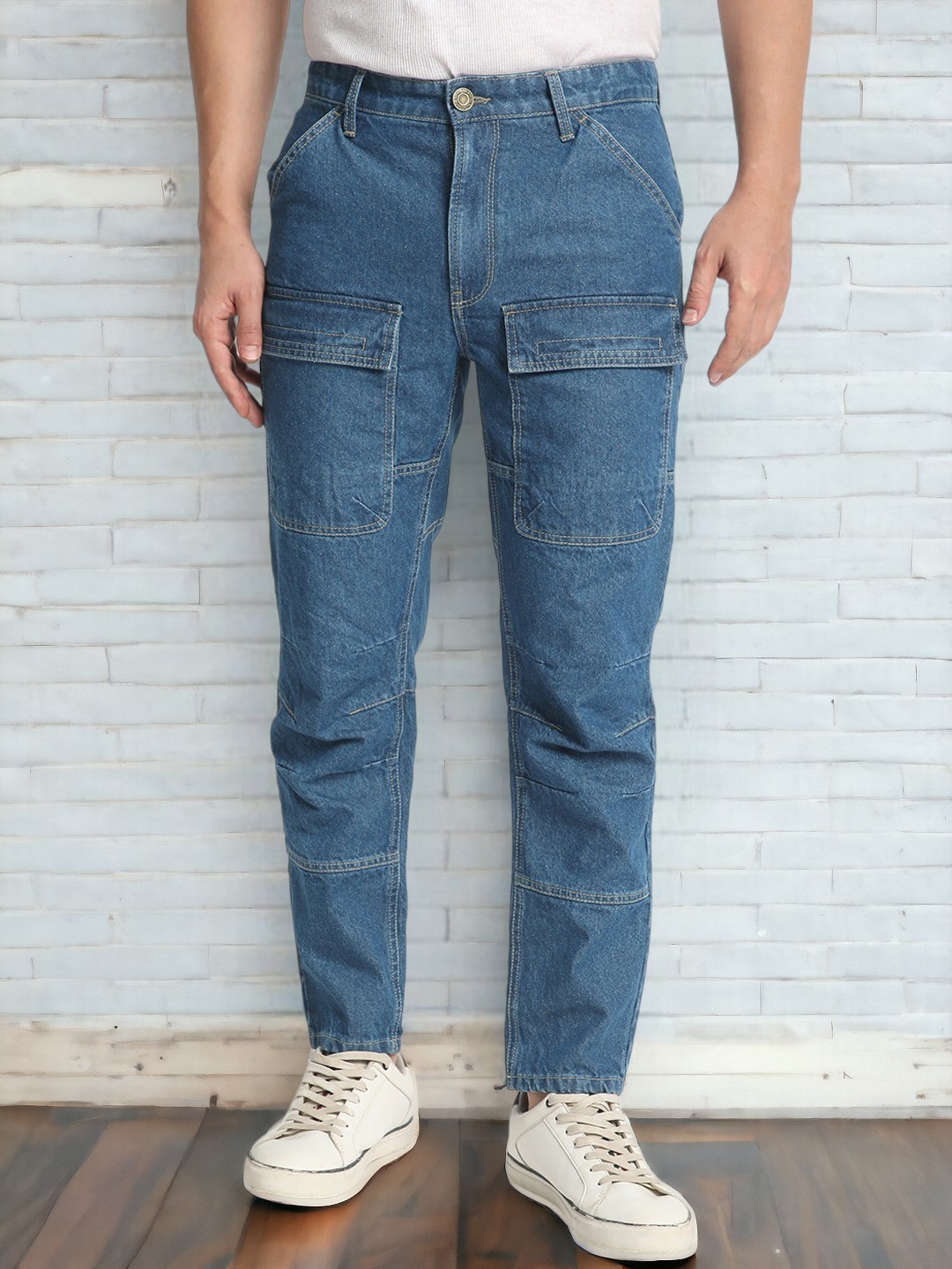 

Bene Kleed Men Mid Rise Tapered Fit Cargo Jeans, Blue