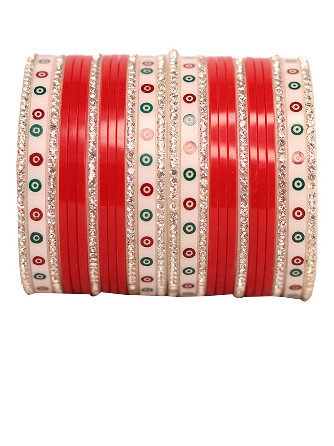 

Veoni BELLE Set Of 26 Gold Plated Kundan Studded Bridal Meenakari Bangles