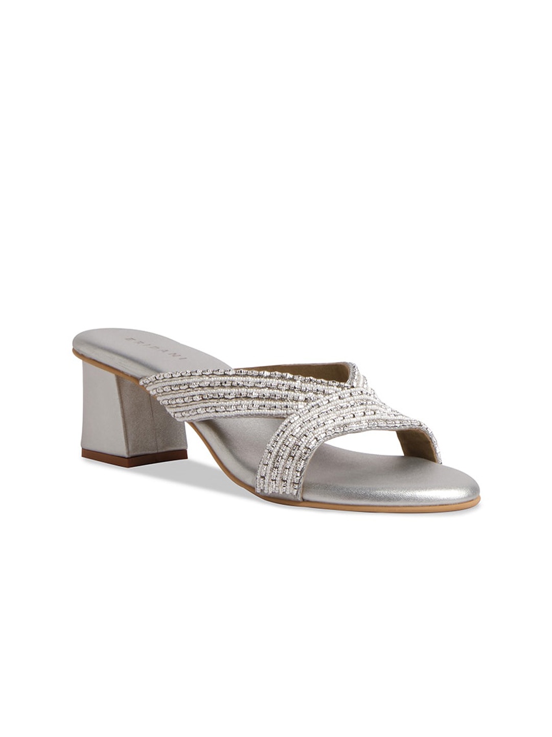 

ERIDANI Roisin Embellished Block Heel Sandal, Silver