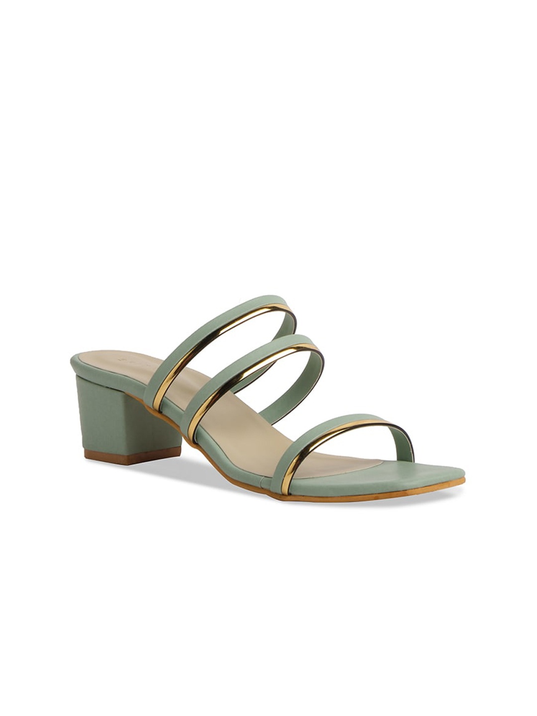 

ERIDANI Open Toe Block Heels, Green