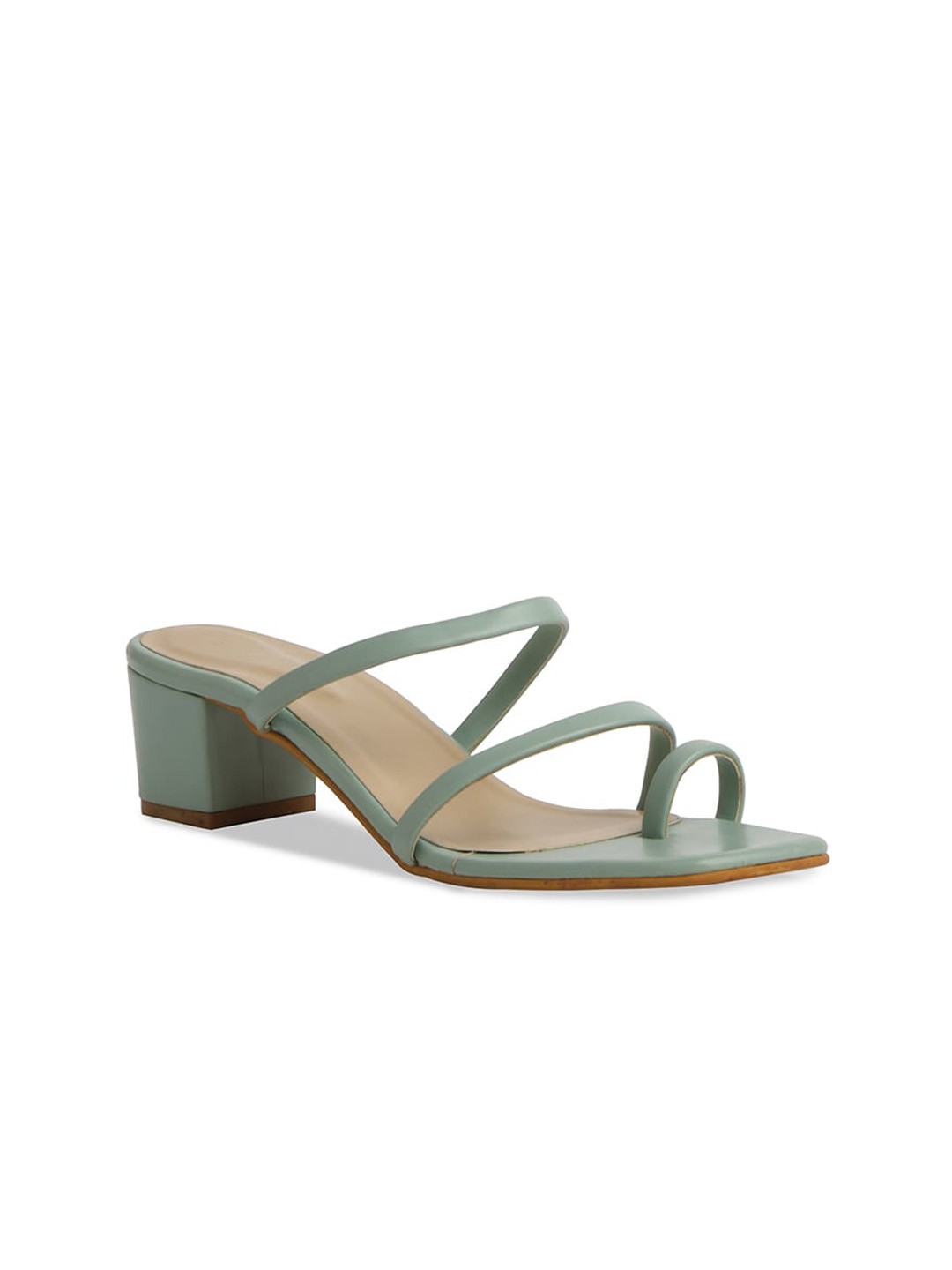 

ERIDANI Open Toe Block Heels, Green
