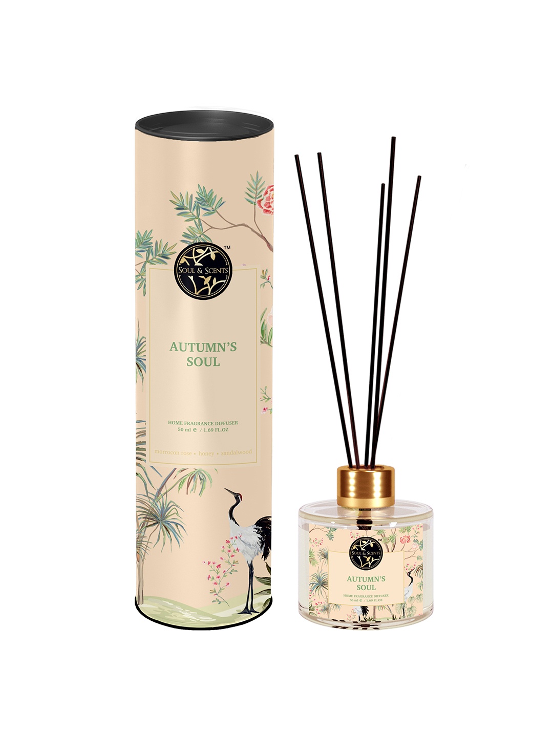 

SOUL & SCENTS Autumn Soul Fragrance Reed Diffuser With 5 Pieces Reed Sticks 50 ml, Cream