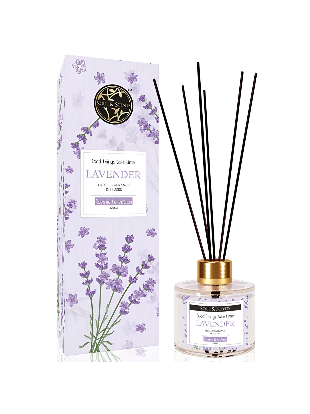 

SOUL & SCENTS White & Black Lavender Fragrance With 6 Sticks Reed Diffuser Set