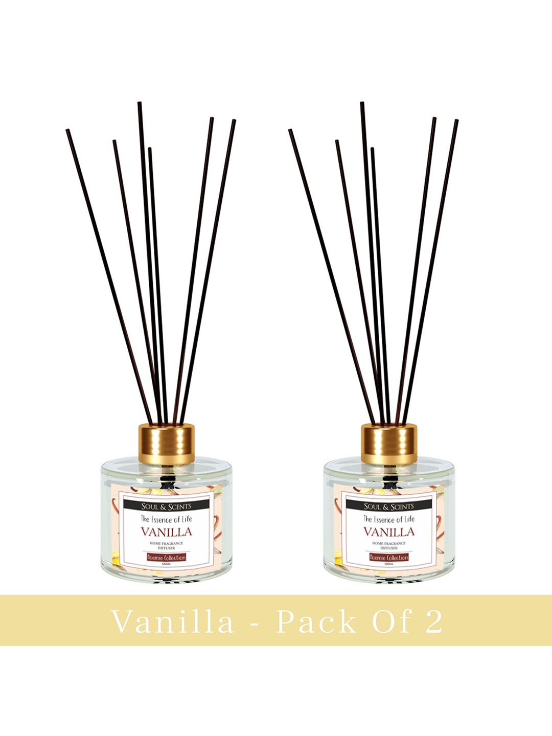 

Soul & Scents Pack of 2 Vanilla Reed Diffuser Set-120 ml with 6 Sticks Each, White