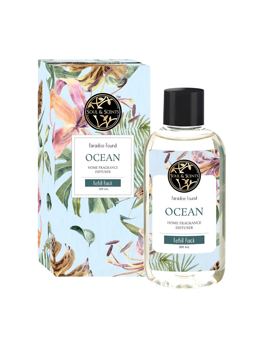 

SOUL & SCENTS Transparent & Black 13 Pieces Ocean Fragrance With Reed Sticks 300 ml