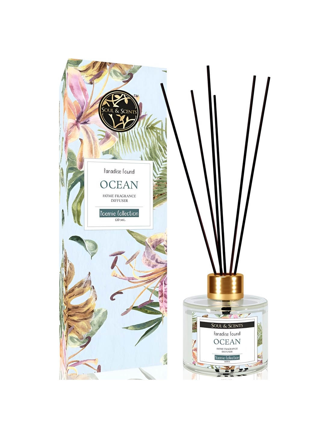 

SOUL & SCENTS Transparent & Black Ocean Fragrance With 6 Sticks Reed Diffuser 120ml