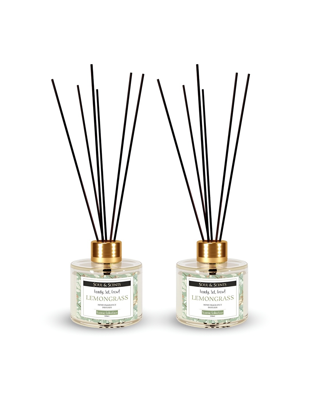 

SOUL & SCENTS Transparent 2 Pieces Lemongrass Fragrance Diffuser & 6 Sticks 120 ml Each