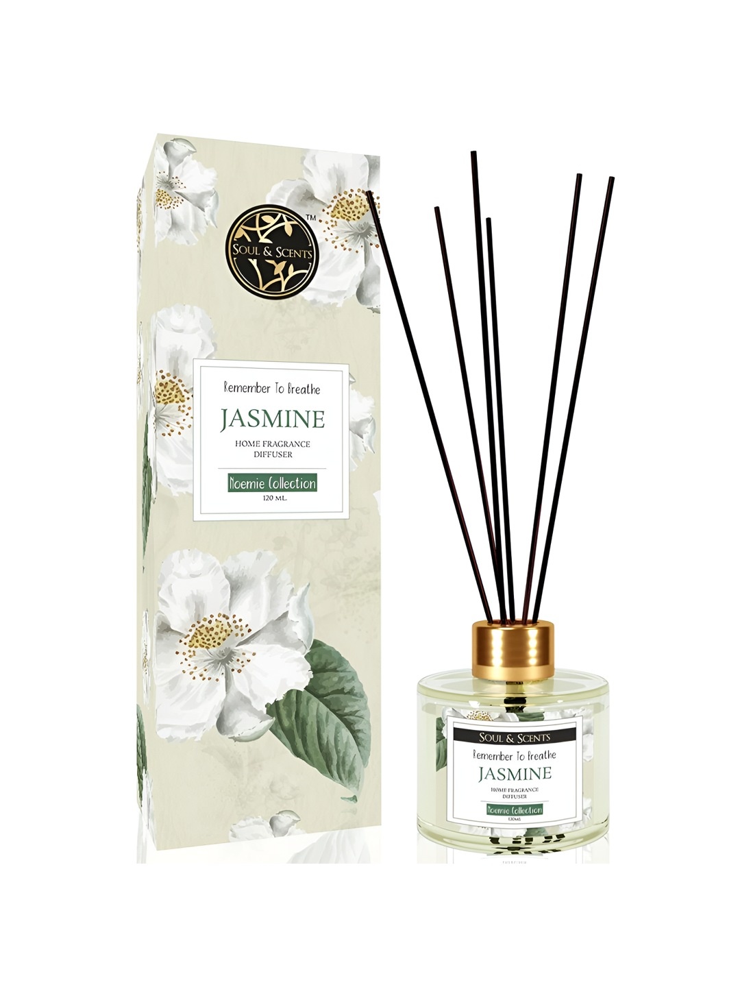 

SOUL & SCENTS Transparent Jasmine Fragrance Reed Diffuser Set With 6 Sticks-120 ml