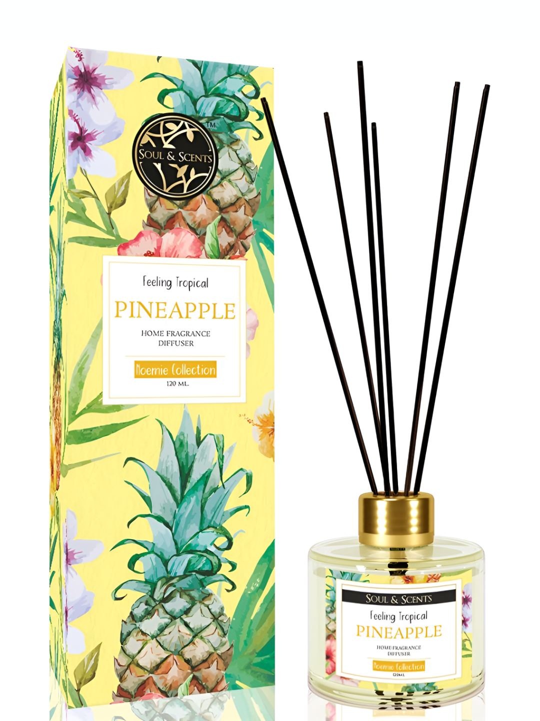 

SOUL & SCENTS Transparent Pineapple Fragrance Reed Diffuser Set With Sticks 120 ml