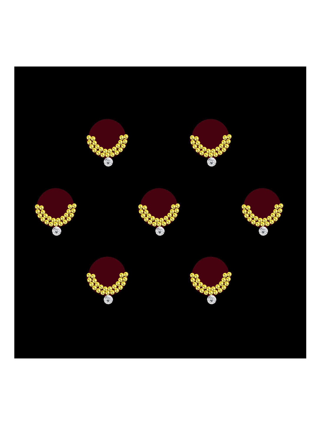 

Comet Busters 7-Pcs Handmade Traditional Designer Reusable Bindi - Maroon 2130