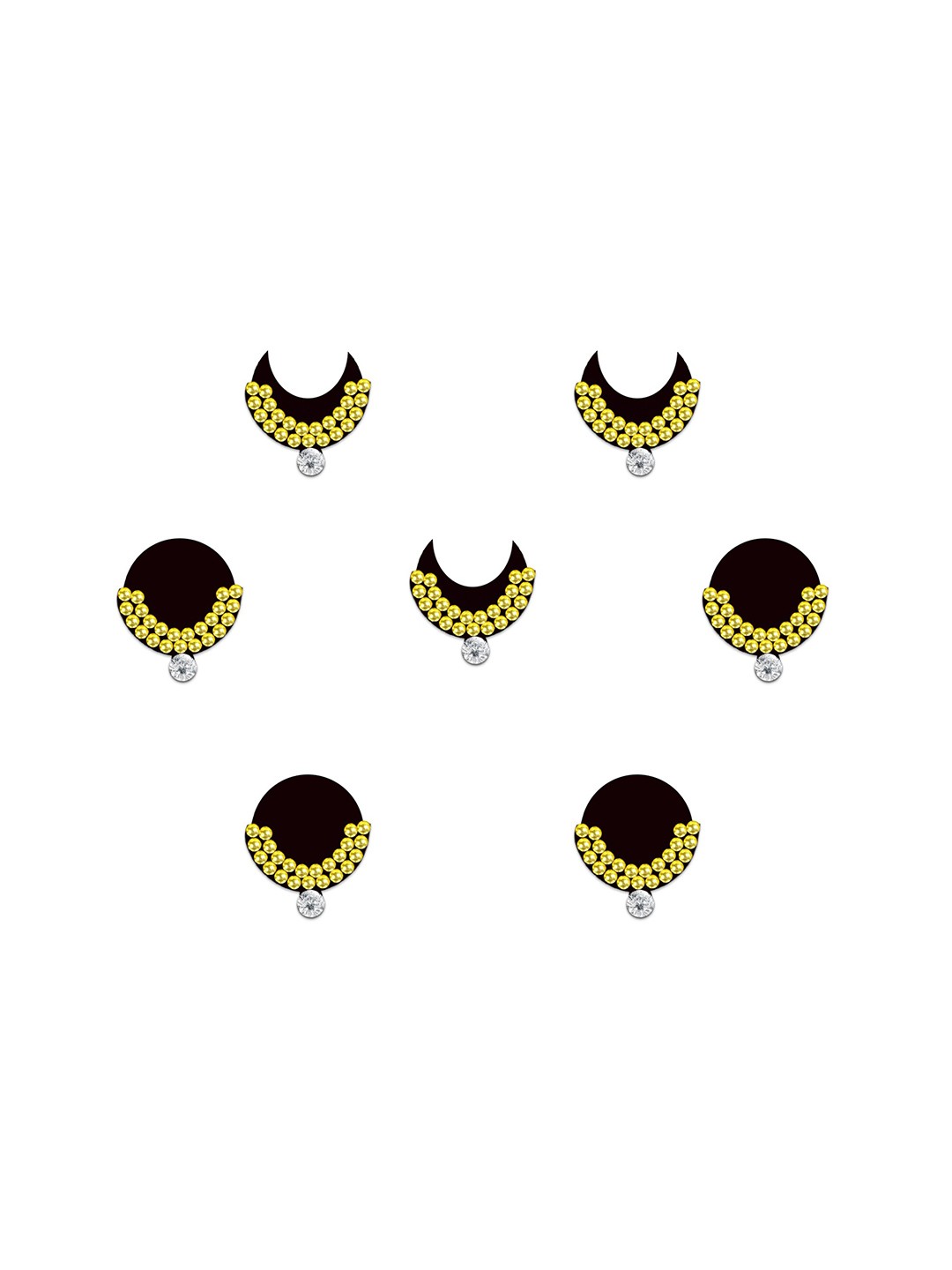

Comet Busters 7-Pcs Handmade Traditional Designer Reusable Bindi - Black 2125