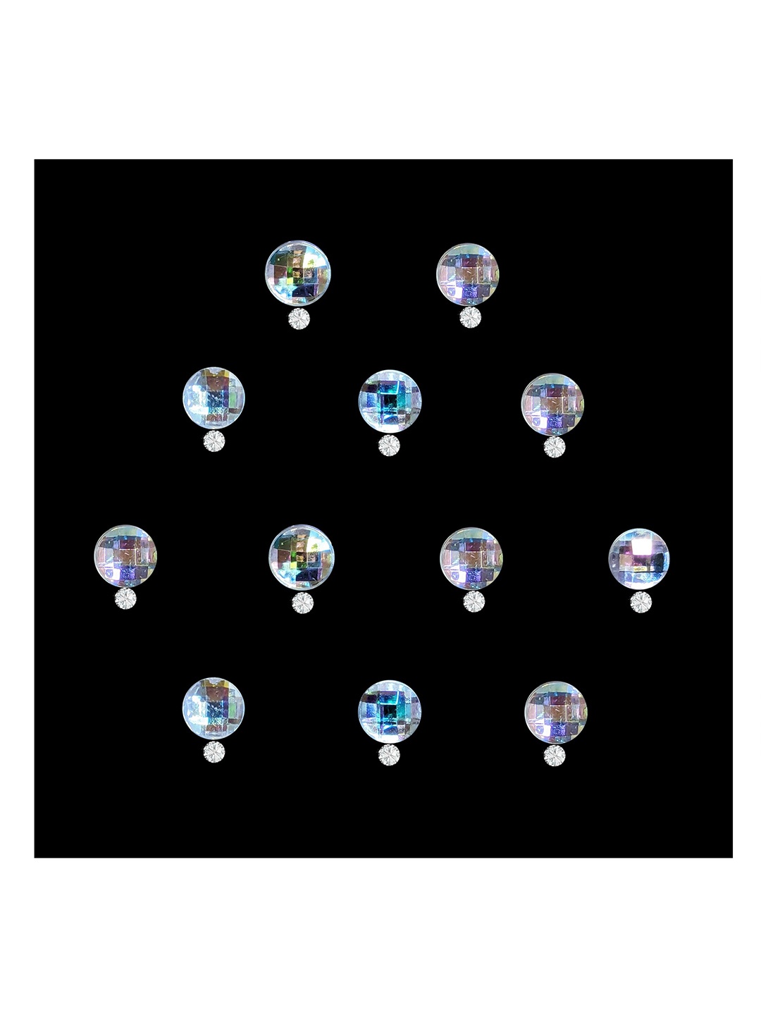 

Comet Busters 12-Pcs Handmade Traditional Designer Reusable Bindi - Silver 2121
