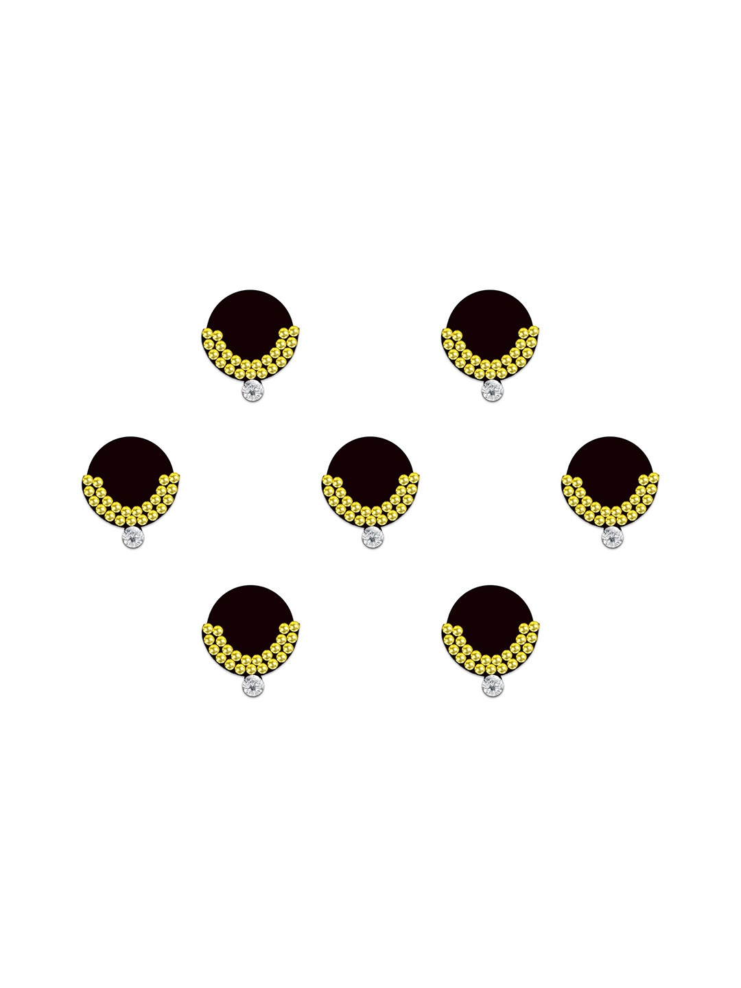 

Comet Busters 7-Pcs Handmade Traditional Designer Reusable Bindi - Black 2129