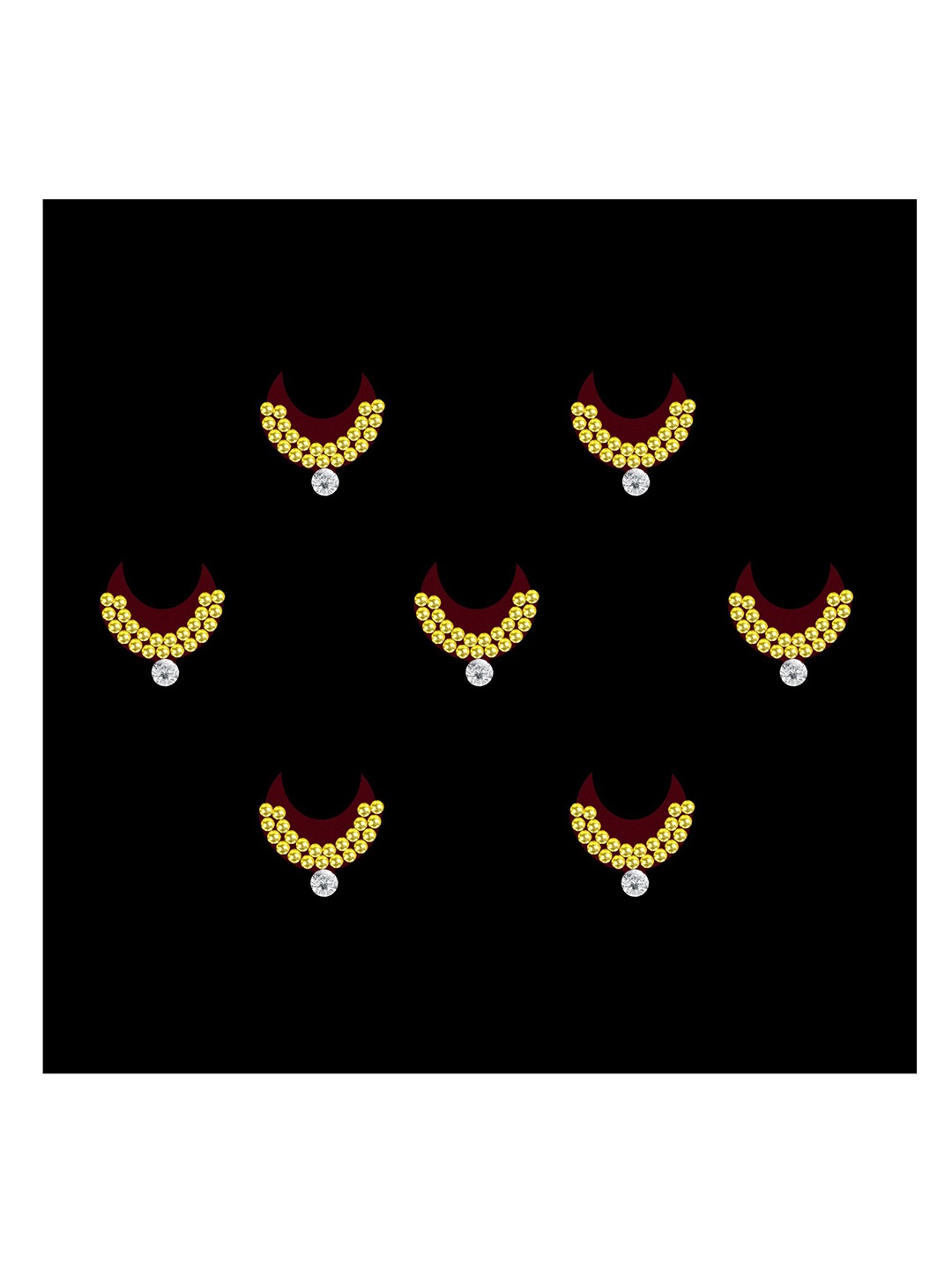 

Comet Busters 7-Pcs Handmade Traditional Designer Reusable Bindi - Maroon 2128