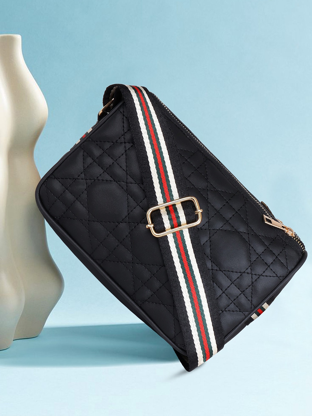 

OsaiZ Textured Miniature Cross Body Bag, Black