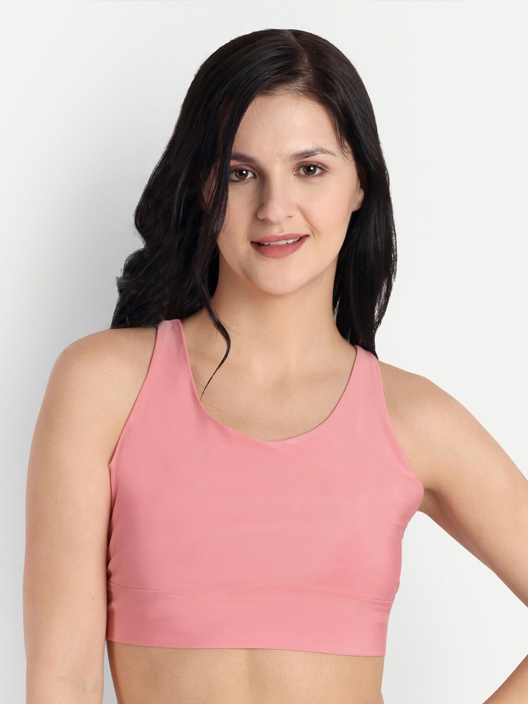 

PANDORNA Half Coverage Non Padded Workout Bra With Organic, Pink