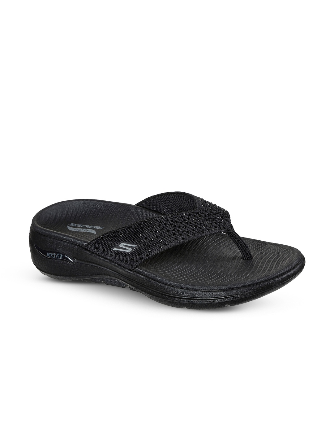 

Skechers Women GO WALK ARCH FIT SANDAL - DAZ Thong Flip-Flops, Black