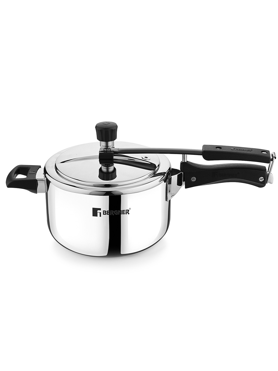 

BERGNER Silver-Toned & Black Stainless Steel Induction Base Pressure Cooker 3.5 L