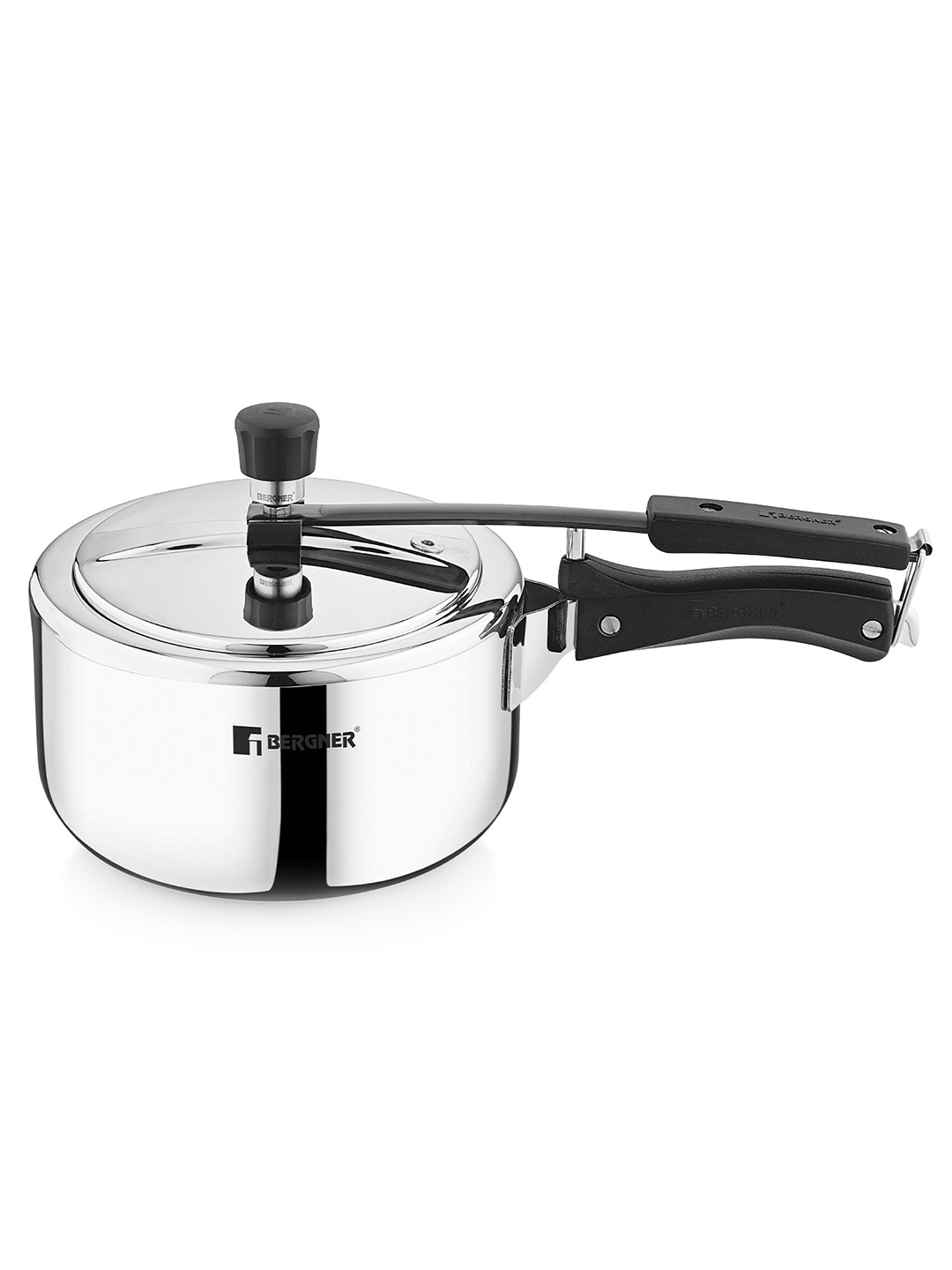 

BERGNER Silver-Toned & Black Stainless Steel Induction Base Pressure Cooker 1.5L