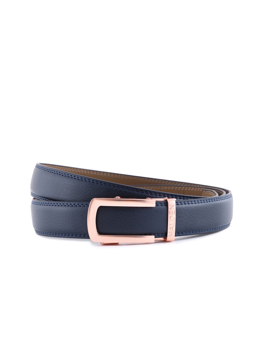 

HALDEN Men Textured Leather Formal Belt, Rose gold