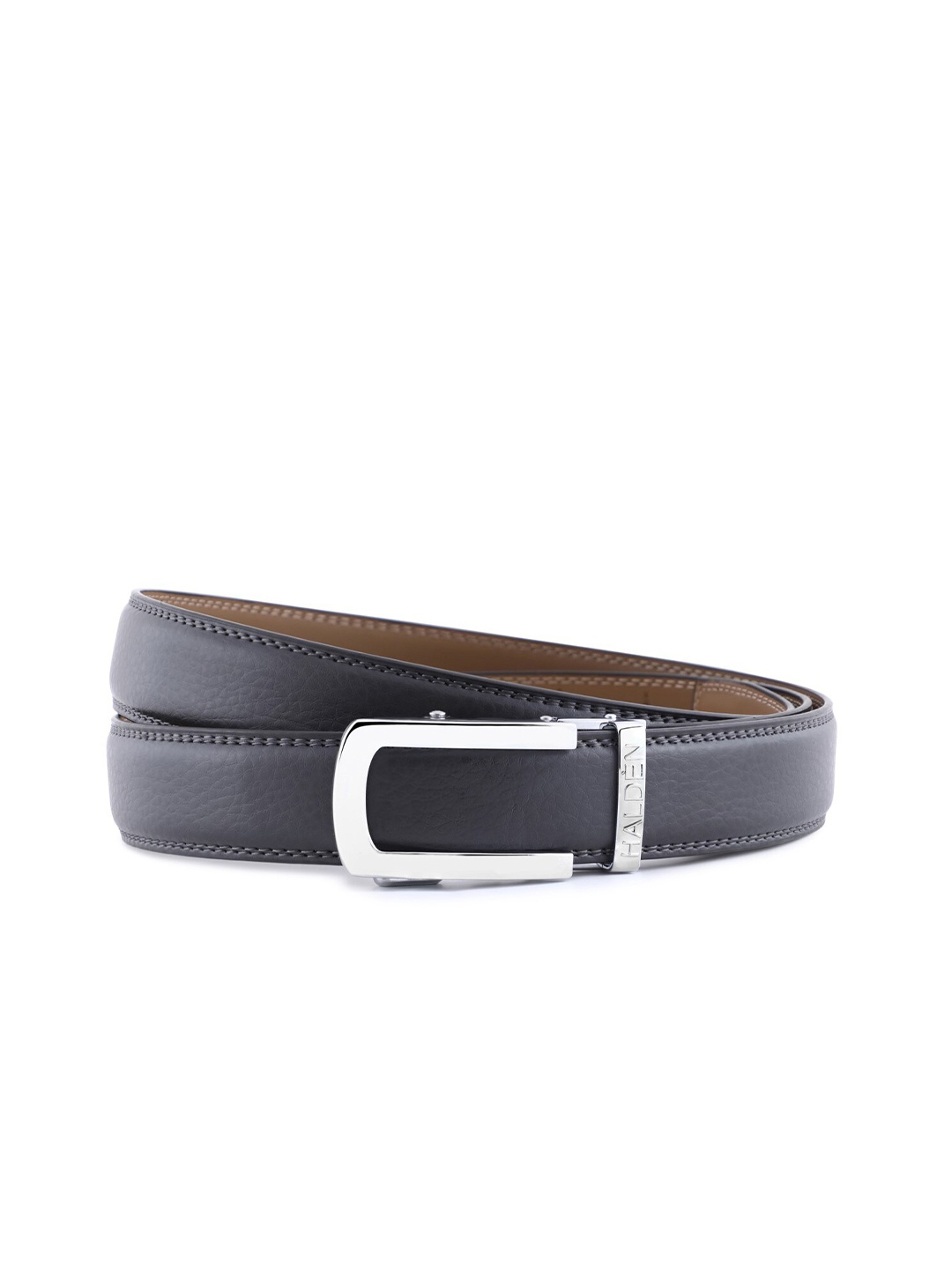 

HALDEN Men Textured Leather Formal Belt, Silver