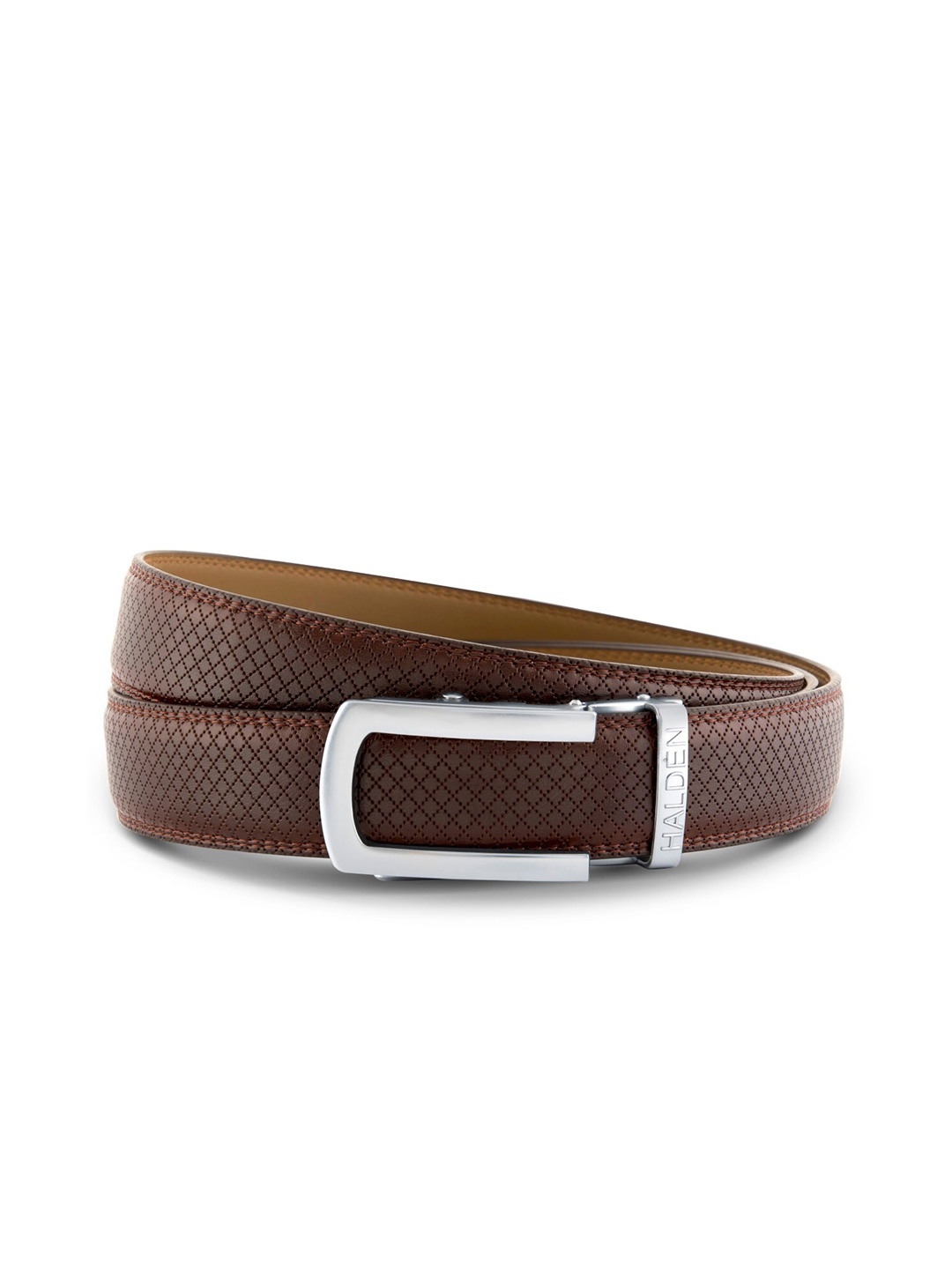 

HALDEN Men Leather Formal Belt, Silver