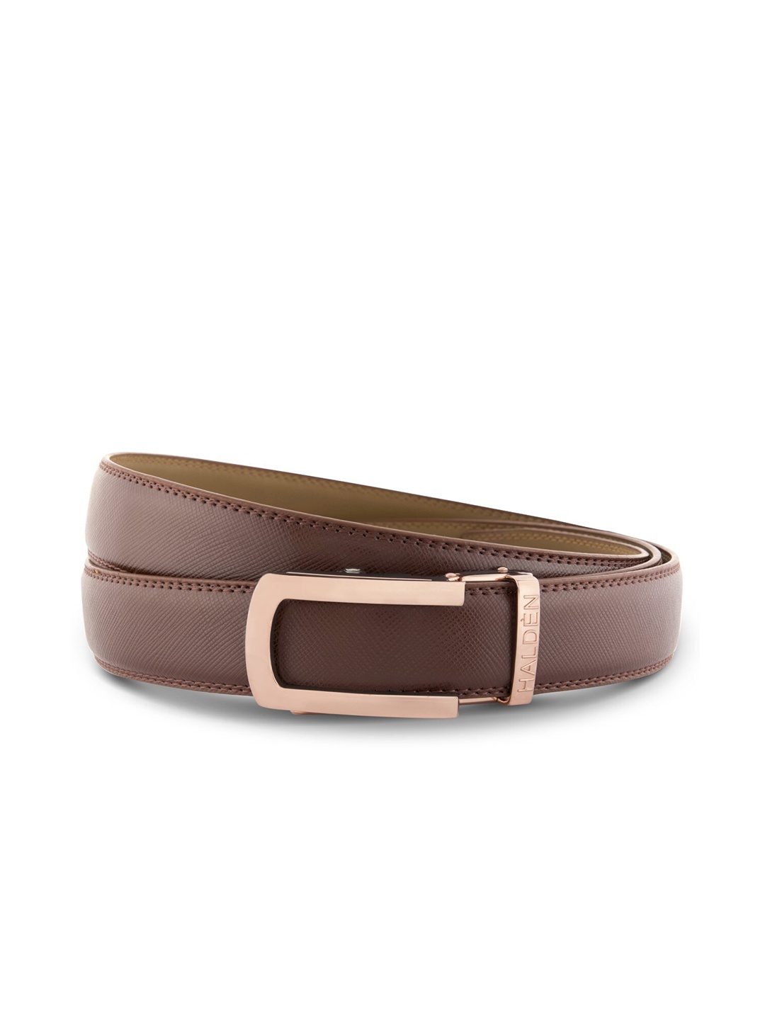 

HALDEN Men Slim Leather Formal Belt, Rose gold