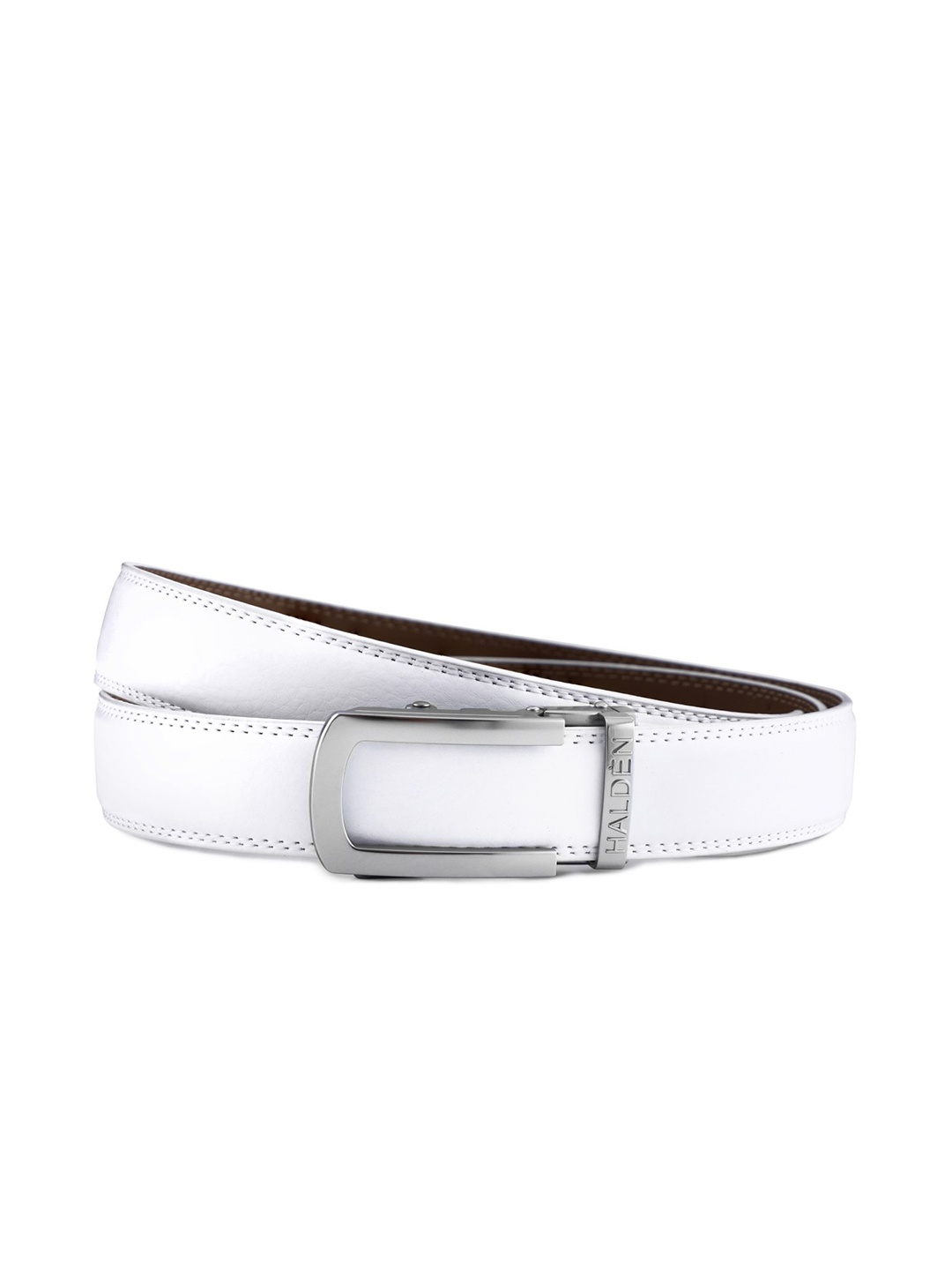 

HALDEN Men Leather Formal Belt, Silver