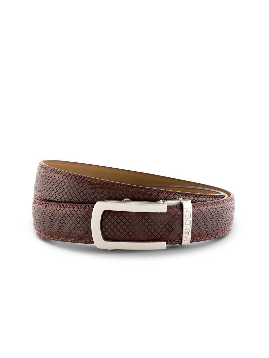 

HALDEN Men Textured Leather Formal Belt, Off white