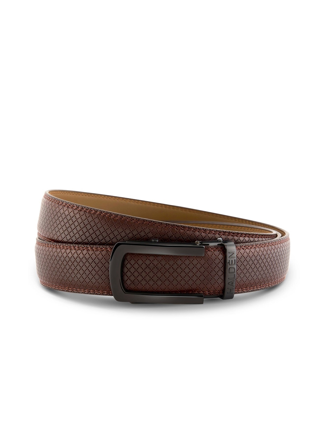 

HALDEN Men Textured Leather Belt, Black