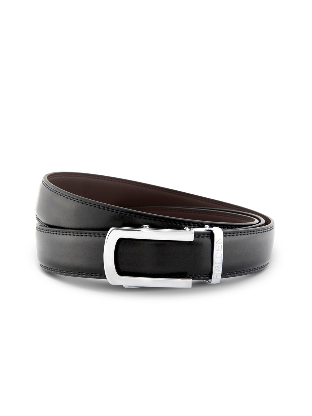 

HALDEN Men Leather Formal Belt, Silver