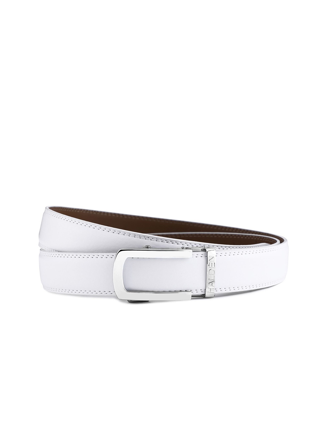 

HALDEN Men Leather Belt, Silver