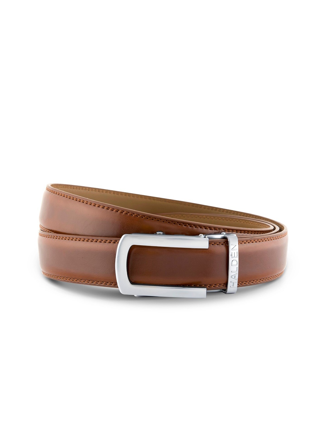 

HALDEN Men Leather Formal Belt, Silver