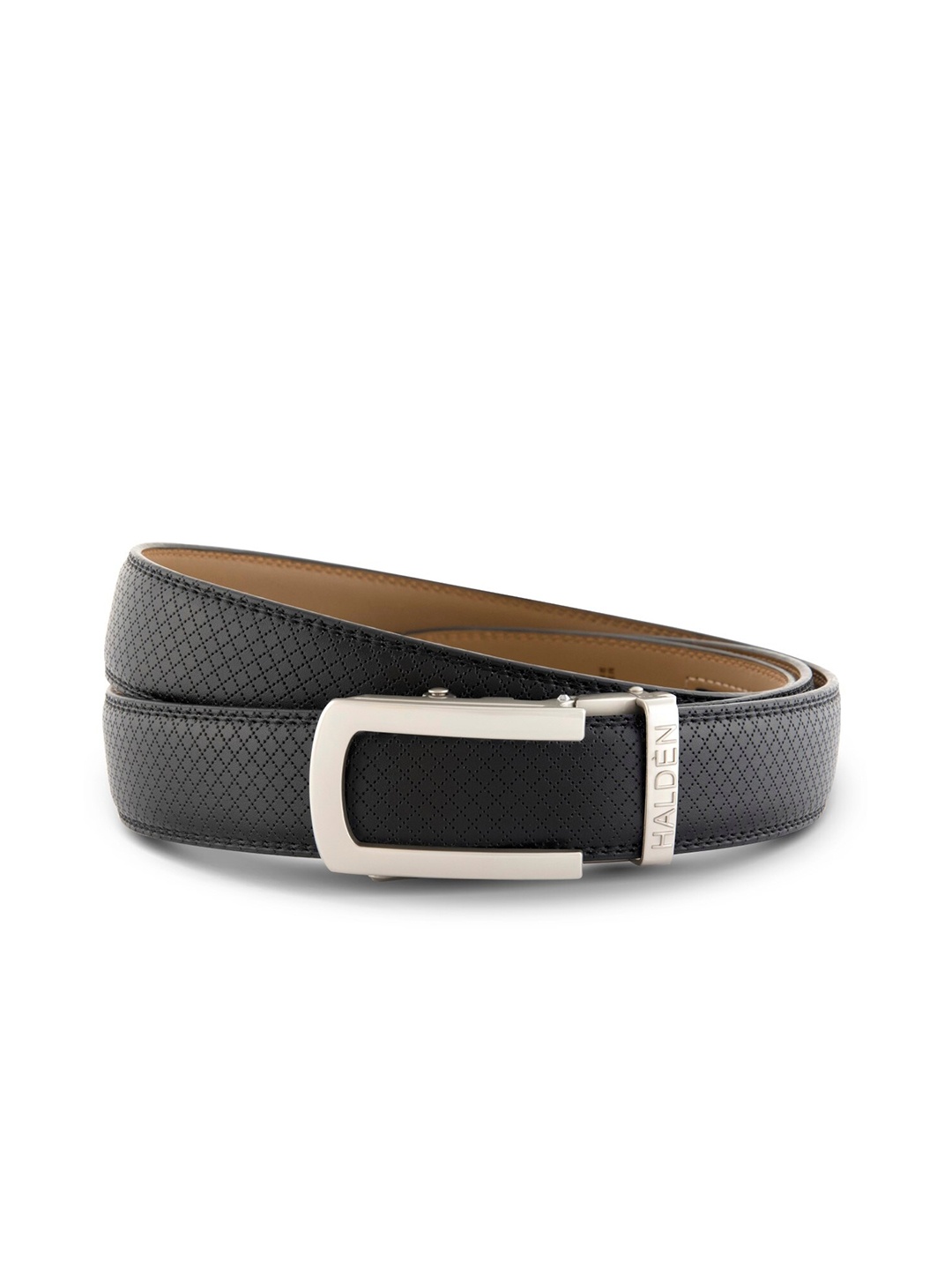 

HALDEN Men Textured Leather Belt, Off white