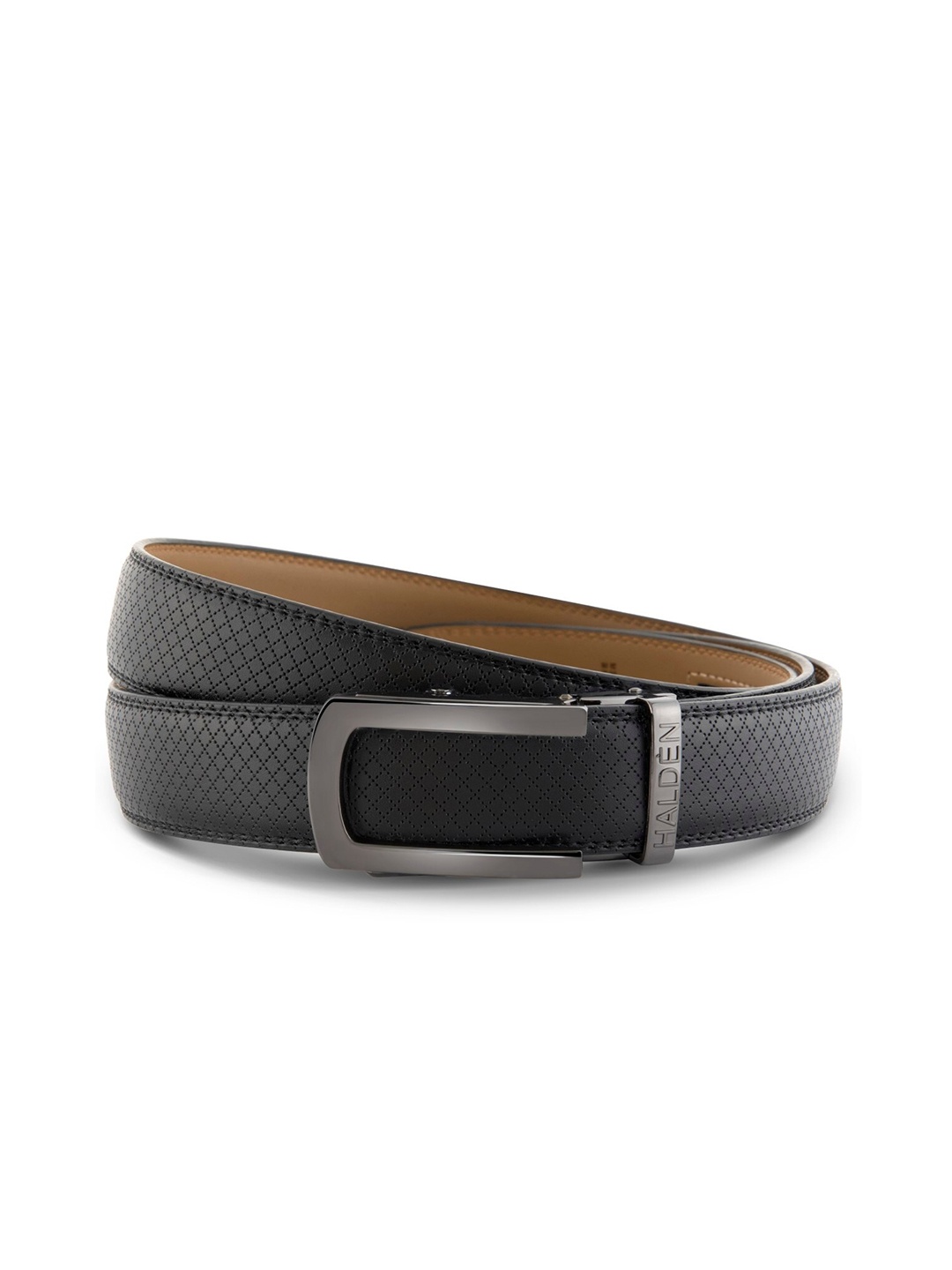 

HALDEN Men Textured Leather Formal Belt, Black