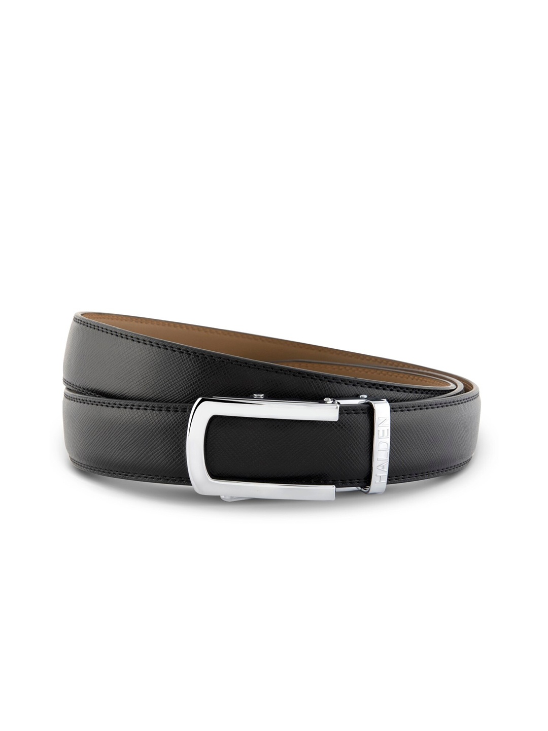 

HALDEN Men Textured Leather Formal Belt, Black