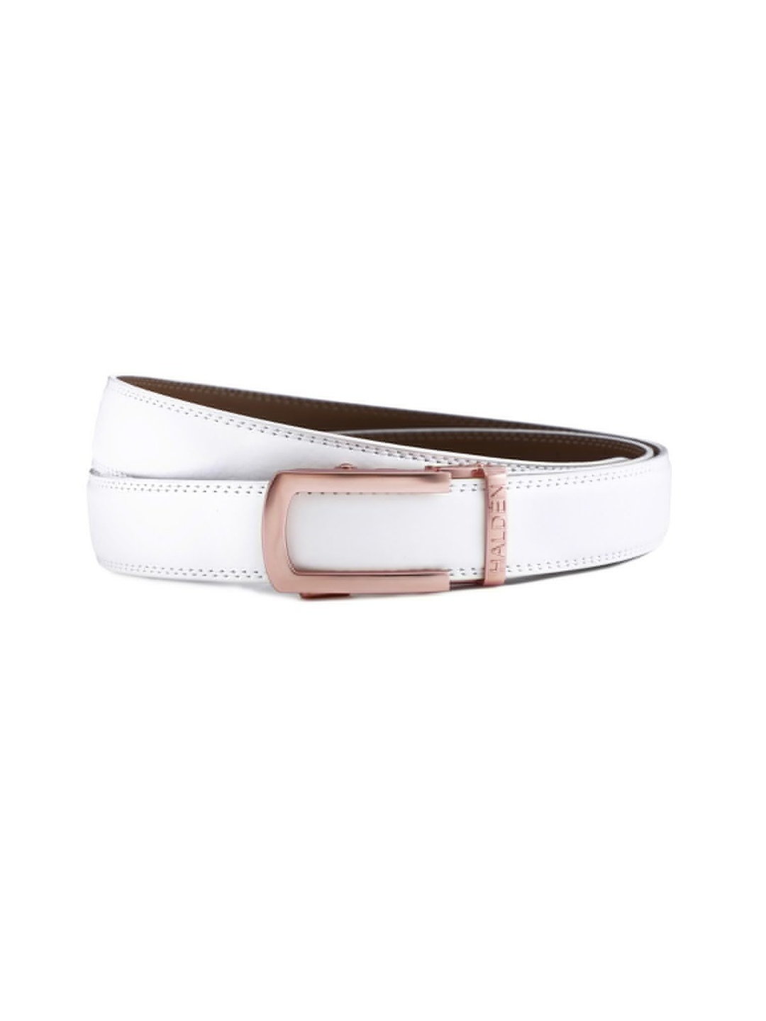 

HALDEN Men Leather Casual Belt, White