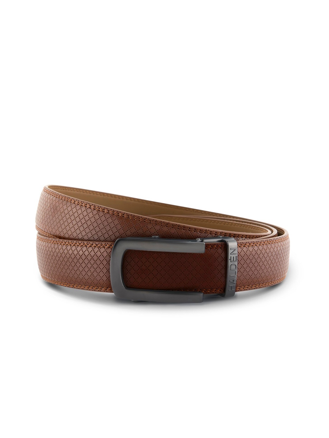 

HALDEN Men Textured Leather Formal Belt, Tan