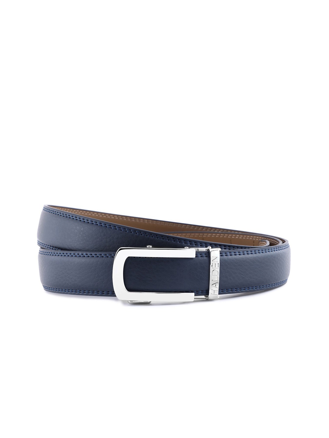 

HALDEN Men Textured Leather Formal Belt, Silver