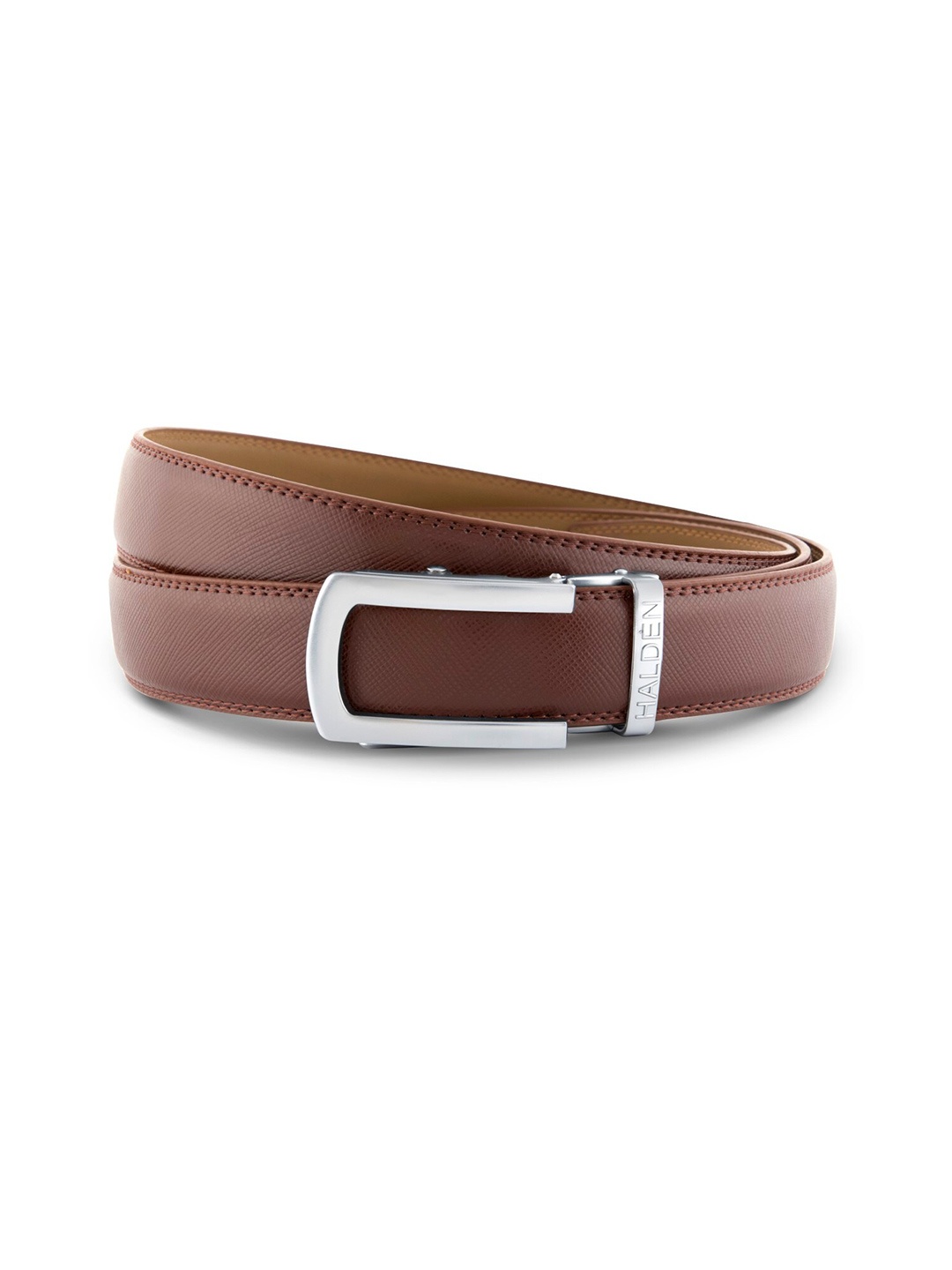 

HALDEN Men Textured Leather Formal Belt, Brown